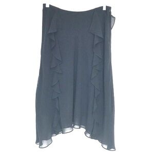 URSULA of Switzerland black asymmetrical ruffle midi skirt size 10